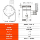Bomba de Porão 1100 GPH 12V 3A com Vazão de 4164 L/h e Base Removível para Limpeza Marca: SEAFLO